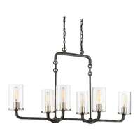 38&quot; - 6 Light - 60W Max Iron Black Finish Brushed Nickel Accents Clear Glass Nuvo Lighting