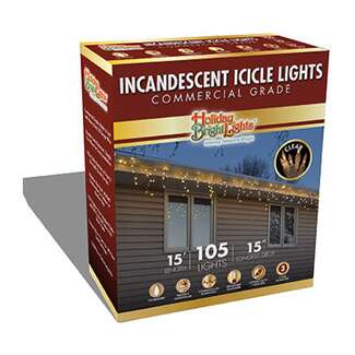 105 Incandescent Icicle Clear - 15&#39; Long Commercial Grade