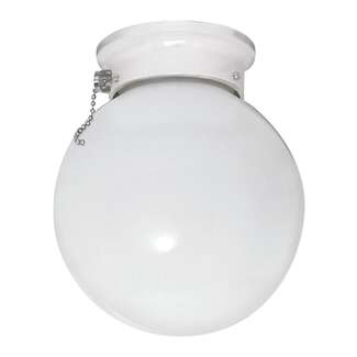 6&quot; - 1 Light - 60W Max White Finish White Glass Pull Chain Switch Nuvo Lighting