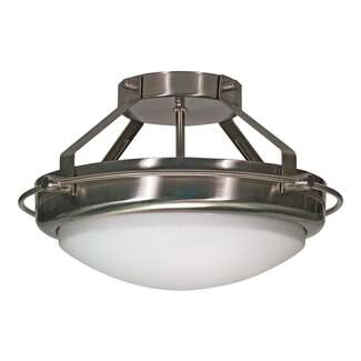 14&quot; - 2 Light - 60W Max Brushed Nickel Finish Satin Frosted Glass Nuvo Lighting