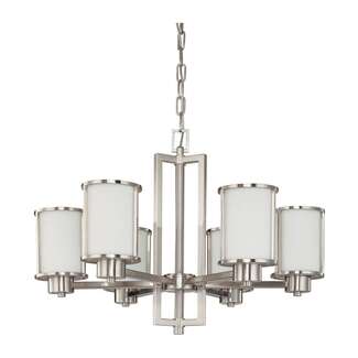 28&quot; - 6 Light - 60W Max Brushed Nickel Finish Arms Up or Down Satin White Glass Nuvo Lighting