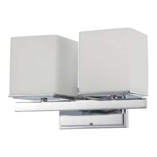 14.25" - 2 Light - 100W Max Polished Chrome Finish Satin White Glass Nuvo Lighting