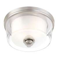 13&quot; - 2 Light - 60W Max Brushed Nickel Finish Clear &amp; Frosted Glass Nuvo Lighting