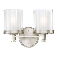 14&quot; - 2 Light - 100W Max Brushed Nickel Finish Clear &amp;amp; Frosted Glass Nuvo Lighting