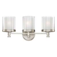 22&quot; - 3 Light - 100W Max Brushed Nickel Finish Clear &amp;amp; Frosted Glass Nuvo Lighting