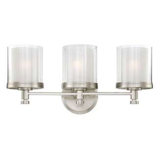 22" - 3 Light - 100W Max Brushed Nickel Finish Clear &amp;amp; Frosted Glass Nuvo Lighting