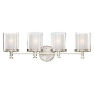 30&quot; - 4 Light - 100W Max Brushed Nickel Finish Clear &amp;amp; Frosted Glass Nuvo Lighting