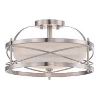14&quot; - 2 Light - 100W Max Brushed Nickel Finish Etched Opal Glass Nuvo Lighting