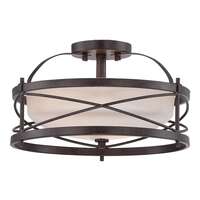 14&quot; - 2 Light - 100W Max Old Bronze Finish Etched Opal Glass Nuvo Lighting