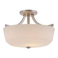 15&quot; - 2 Light - 60W Max Brushed Nickel Finish White Glass Nuvo Lighting