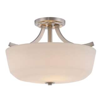 15&quot; - 2 Light - 60W Max Brushed Nickel Finish White Glass Nuvo Lighting