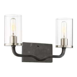 16" - 2 Light - 100W Max Iron Black Finish Clear Glass Nuvo Lighting