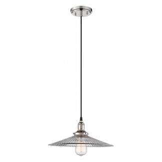 14&quot; - 1 Light - 100W Max Polished Nickel Finish Clear Ribbed Straight Glass Nuvo Lighting