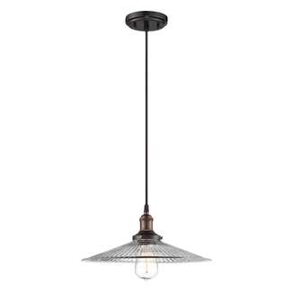 14&quot; - 1 Light - 100W Max Rustic Bronze Finish Clear Ribbed Straight Glass Nuvo Lighting