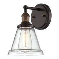 6.5" - 1 Light - 100W Max Rustic Bronze Finish Clear Glass Nuvo Lighting