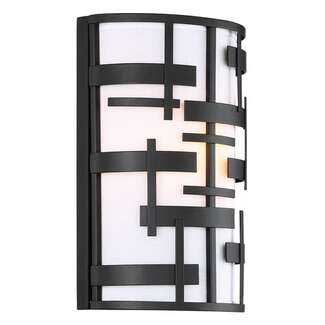 8" - 2 Light - 60W Max Candelabra Base Textured Black Finish White Fabric Shade Nuvo Lighting