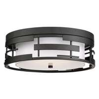 16&quot; - 3 Light - 60W Max Textured Black Finish White Fabric Shade Etched Opal Glass Nuvo Lighting