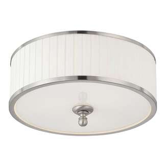 15&quot; - 3 Light - 60W Max Brushed Nickel Finish Pleated White Shade Frosted Glass Nuvo Lighting