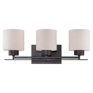 21&quot; - 3 Light - 100W Max Aged Bronze Finish Etched Opal Glass Nuvo Lighting
