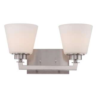 15&quot; - 2 Light - 100W Max Brushed Nickel Finish Satin White Glass Nuvo Lighting