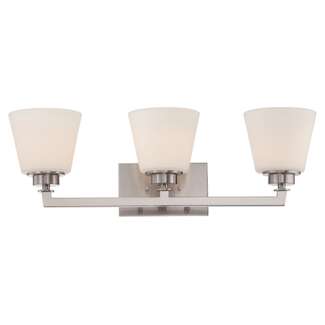25&quot; - 3 Light - 100W Max Brushed Nickel Finish Satin White Glass Nuvo Lighting