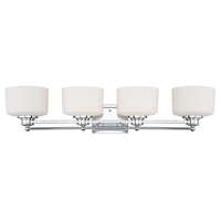 34&quot; - 4 Light - 100W Max Polished Chrome Finish Satin White Glass Nuvo Lighting