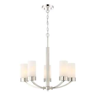 22&quot; - 5 Light - 100W Max Polished Nickel Finish Satin White Glass Nuvo Lighting