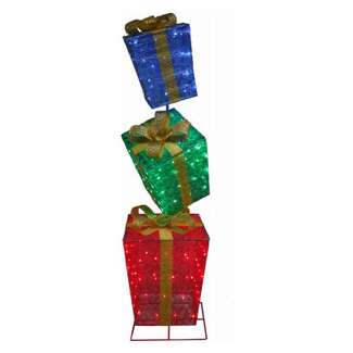 HW 72&quot; 3 Stack Glittering Colorful Snowflake Fabric Lantern Gift Boxes