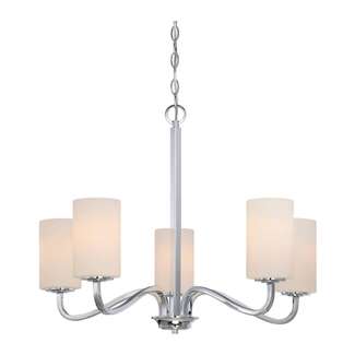 27&quot; - 5 Light - 100W Max Polished Nickel Finish White Glass Nuvo Lighting