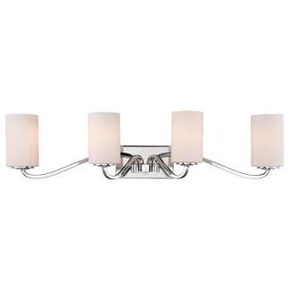 34&quot; - 4 Light - 100W Max Polished Nickel Finish White Glass Nuvo Lighting