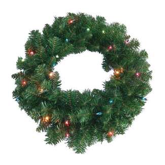 Holiday Wonderland 24&quot; Prelit PVC Wreath Multi - 20 Incandescents