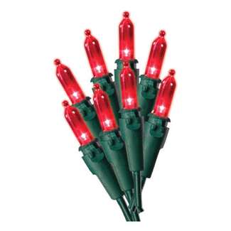 HW - Miniature Light Set Red LEDs Green Wire, 50-Ct.