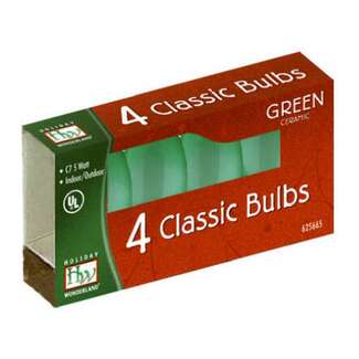 Incandescent Replacement Bulbs - 4PK - C7 Green - Ceramic