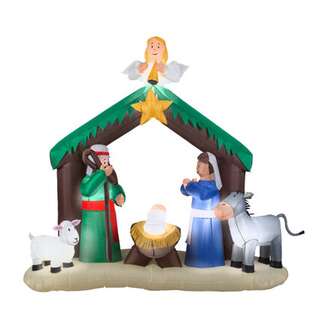 79&quot; Airblown Holy Family Nativity Scene Outdoor Yard Decoration