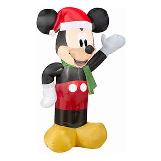 3.5&#39; Airblown Mickey With Santa Hat Inflatable Yard Decoration