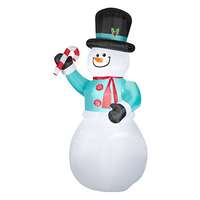 12&#39; Inflatable Snowman With Candy Cane Inflatable Yard Decoration