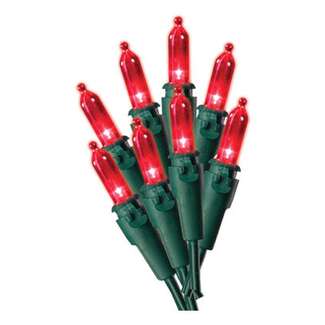 HW - Green Wire Incandescent Mini Red - 50 Lights