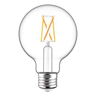3.8 Watt - 350 Lumens Dimmable: 3000K to 2200K 90 CRI - Wet Rated G25 LED Filament Clear Finish RAB Lighting