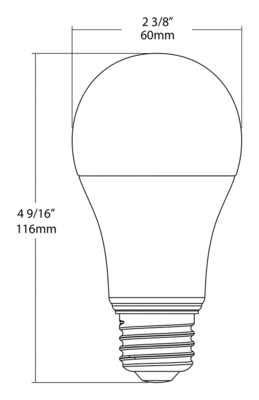 A19-13.5-E26-840-ND ECO 6PK Dimensions