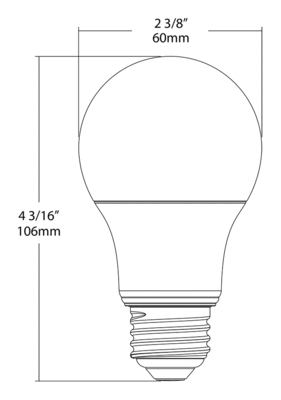 A19-10-E26-840-DIM 6PK Dimensions