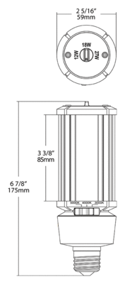 HIDFA-27S-E26-8CCT-BYP Dimensions
