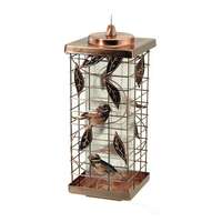 Copper Squirrel Resistant Caged Tube Bird Feeder 1.75 LB Seed Capacity