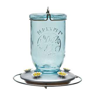 Blue Mason Jar Hummingbird Feeder 32 OZ Nectar Capacity