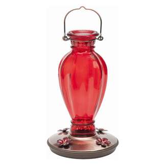 Red Daisy Vase Vintage Hummingbird Feeder 18 OZ Nectar Capacity