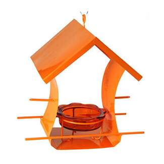 Clementine Metal House Oriole Bird Feeder Holds Orange &amp; Jelly
