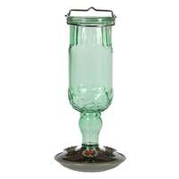 Green Antique Style Glass Hummingbird Bottle Feeder 24 OZ Nectar Capacity