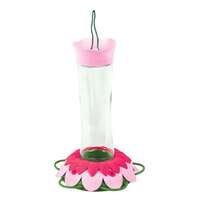 Pink Glass Flower Hummingbird Feeder 20 OZ Nectar Capacity