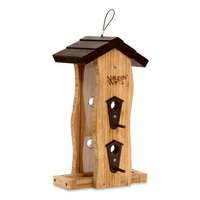 Bamboo Vertical Wave Bird Feeder Removable Seed Tray
