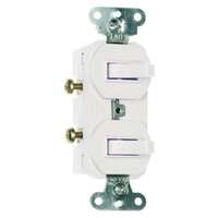 6 Pack - White 2 Single Pole Switches 15A - 120V - Grounded