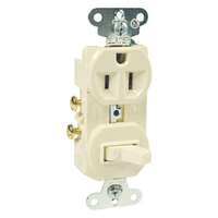 6 Pack - Ivory Combination Switch And Outlet 15A - 125V